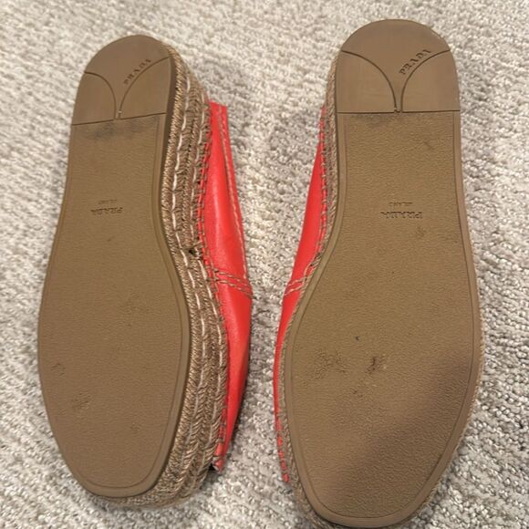 Prada Red Espadrille Platform Peep Hole Size 37.5 Authentic! - Picture 6 of 9